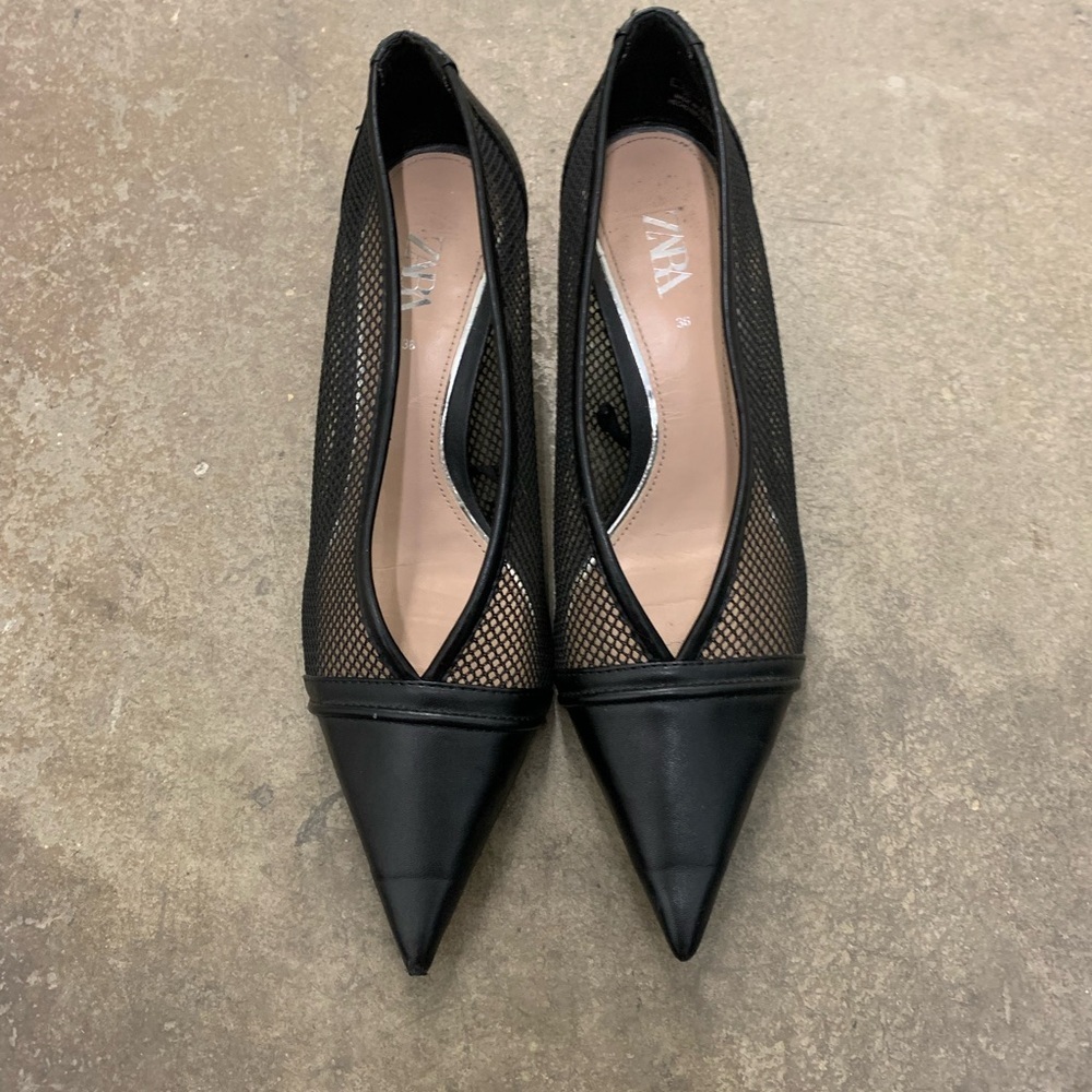 Zara witchy whimsigoth kitten heels pointed toe mesh‎ heels vampy - Picture 2 of 6
